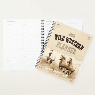 Wild Western! Horses. Editable men's gift Planner