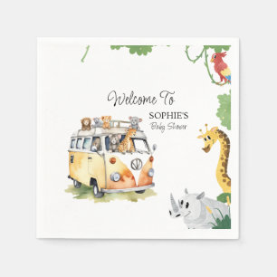 Wild Wheels Safari Animal Baby Shower Camper Van Napkin