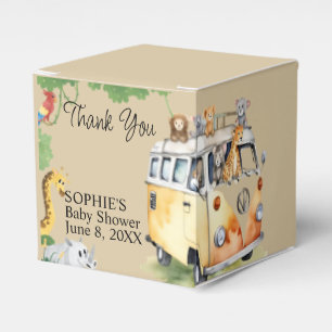 Wild Wheels Safari Animal Camper Van Baby Shower Favor Box