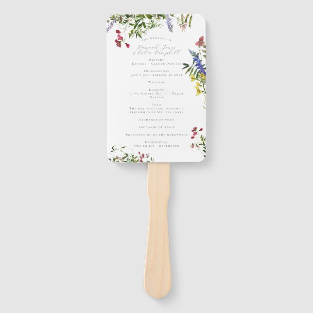 Wild Whimsical Blooms & Greenery Hand Fan (Front)