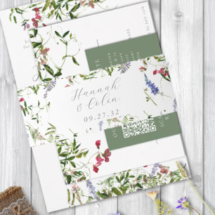 Wild Whimsical Blooms & Greenery Invitation Belly Band