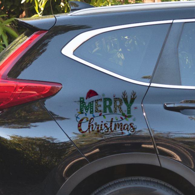 Wild & Whimsical Merry Christmas Leopard Print  (Car Side)