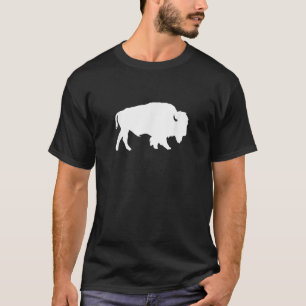 Wild White Buffalo Silhouette Shadow Design T-Shirt