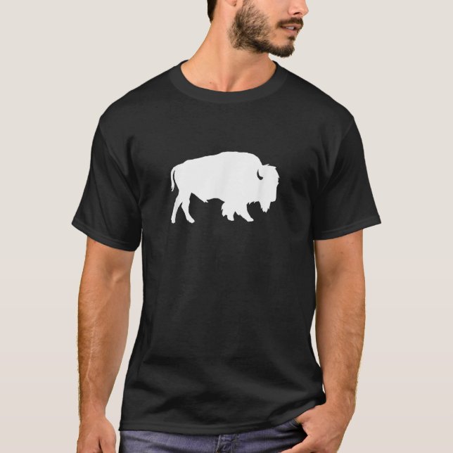 Wild White Buffalo Silhouette Shadow Design T-Shirt (Front)