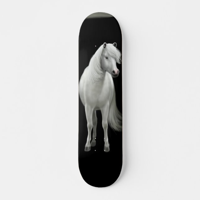 Wild White Mustang Skateboard (Front)