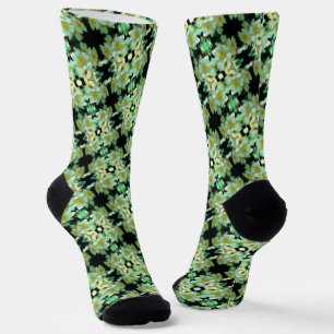 Wild White Rambling Roses Floral Pattern   Socks