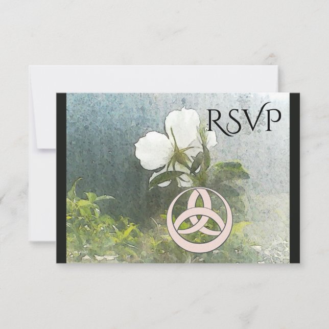 Wild White Rose Triquetra Handfasting  Ste RSVP Card (Front)