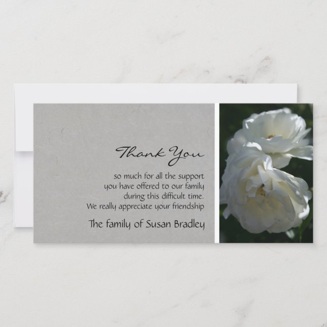Wild White Roses 1 Sympathy Thank You (Front)