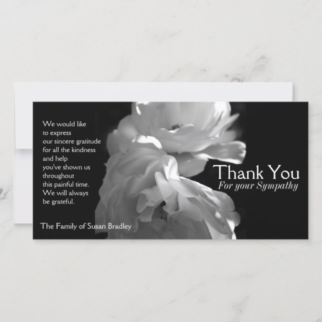 Wild White Roses 2 Sympathy Thank You (Front)