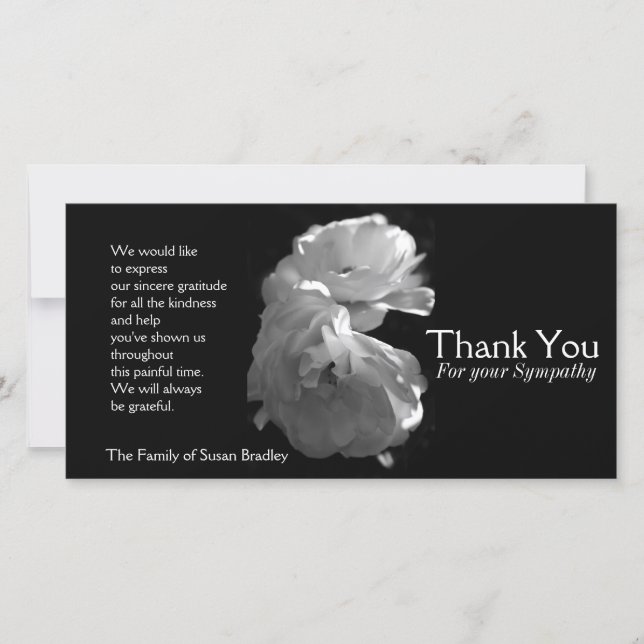 Wild White Roses 3 Sympathy Thank You (Front)