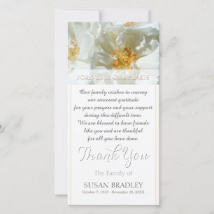 Wild White Roses Sympathy Thank you W Photo card