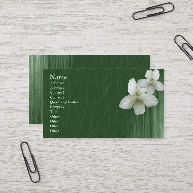 Wild White Violet Elegant Business Card (Front/Back In Situ)
