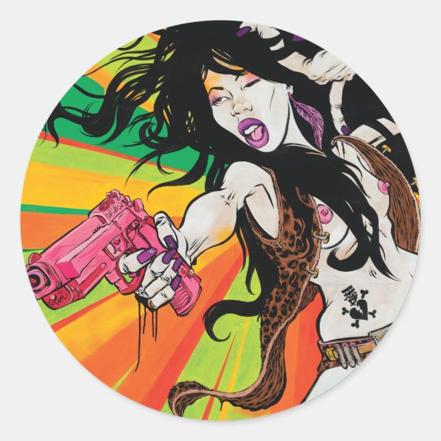 Wild Wild East Classic Round Sticker (Front)