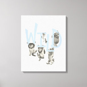 WILD   Wild Things and Max - Blue Canvas Print
