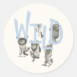 WILD Wild Things and Max - Blue Classic Round Sticker