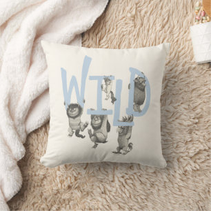 WILD   Wild Things and Max - Blue Throw Pillow