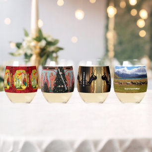 Wild Wild West CHRISTMAS  Stemless Wine Glass