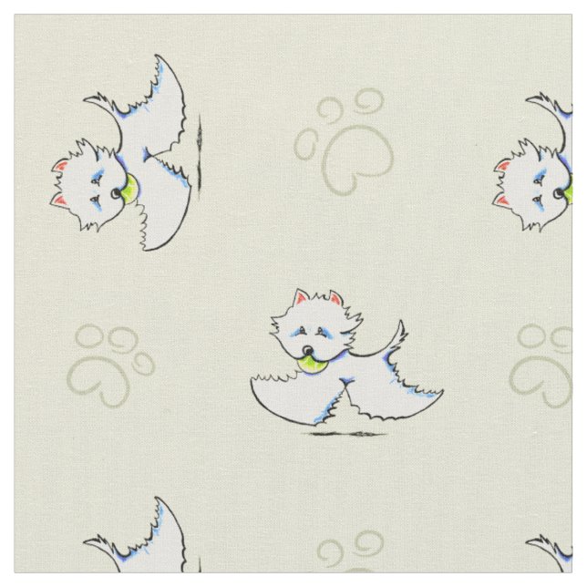 Wild Wild Westie Hint of Lime Fabric (Close Up)