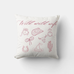 Wild Wild Wife Design Western Groovy Cowgirl Throw Pillow