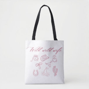Wild Wild Wife Design Western Groovy Cowgirl Tote Bag