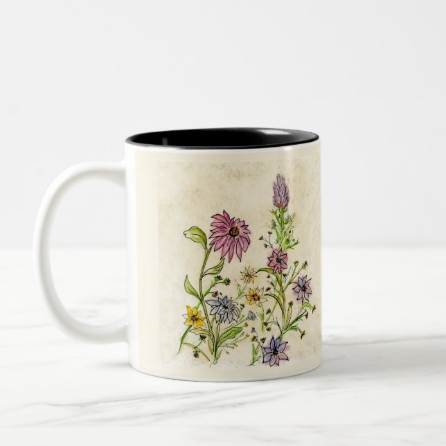Wild Wildflowers Two-Tone Coffee Mug (Left)