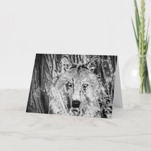 Wild Winter Wolf Camouflage Tree and Snow Birthday Card