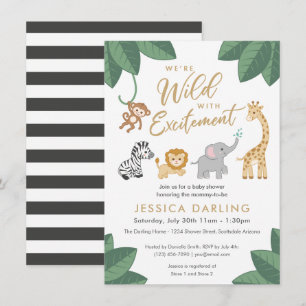 Wild with Excitement Jungle theme baby shower Invitation