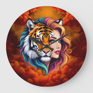 Wild Within – Tiger Spirit Goddess. Large Clock