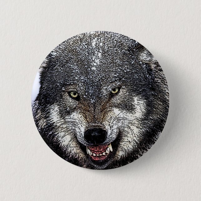 Wild Wolf 2 Inch Round Button (Front)