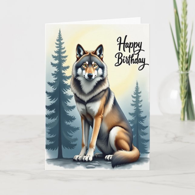 Wild Wolf Art Birthday Card (Front)
