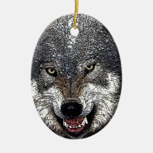 Wild Wolf Ceramic Ornament