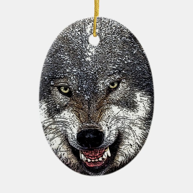 Wild Wolf Ceramic Ornament (Front)