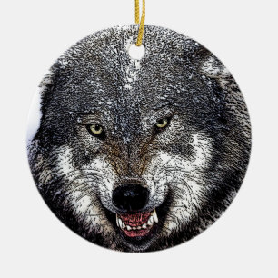 Wild Wolf Ceramic Ornament