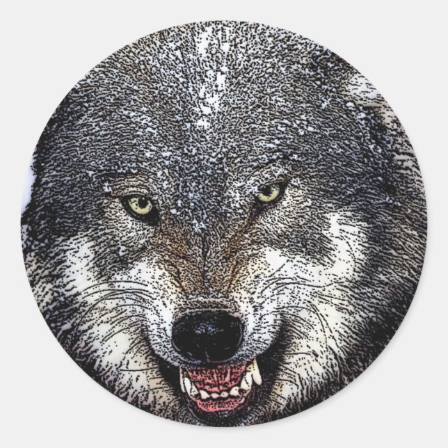 Wild Wolf Classic Round Sticker (Front)