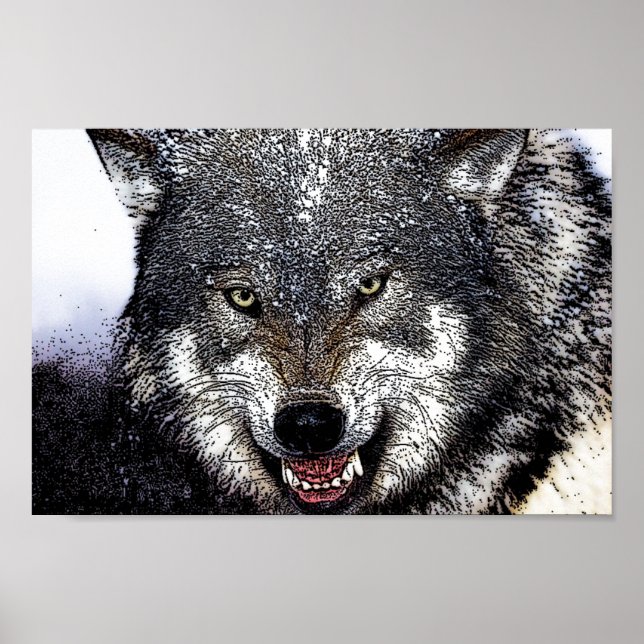 Wild Wolf Eyes Artwork Poster Print (Front)