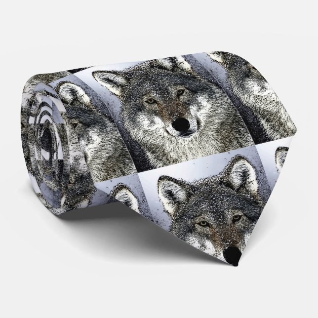 Wild Wolf Eyes Artwork Tie (Rolled)