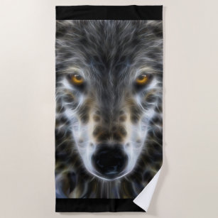 Wild Wolf Eyes Decor on Beach Towel