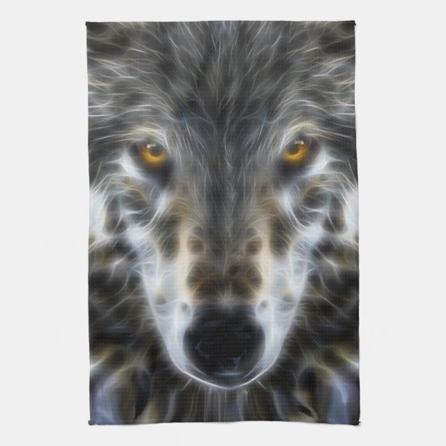 Wild Wolf Inspirational Portrait Kitchen Towel (Vertical)