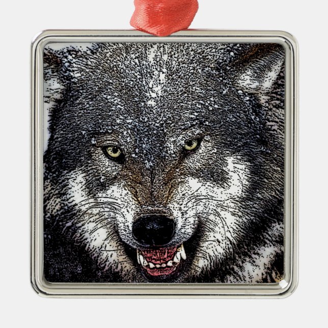 Wild Wolf Metal Ornament (Front)