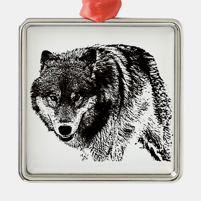 Wild Wolf Metal Ornament (Front)
