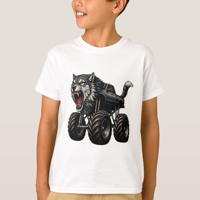 Wild Wolf Monster Truck T-Shirt (Front)