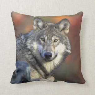 wild wolf throw pillow