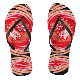 Wild Wolf Whirling black flip flops