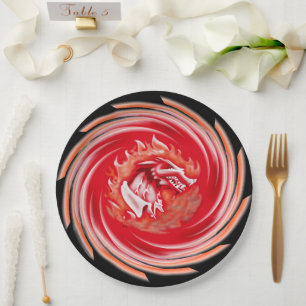 Wild Wolf Whirling black large paper plates