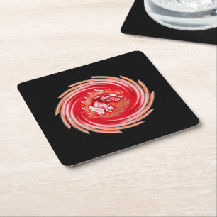 Wild Wolf Whirling black paper drink coasters