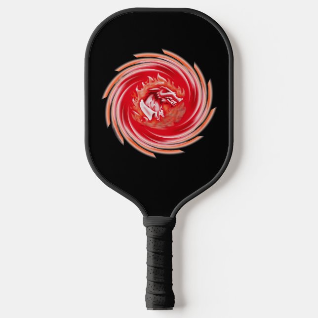 Wild Wolf Whirling black pickleball paddle (Front)