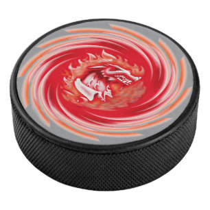 Wild Wolf Whirling grey hockey puck