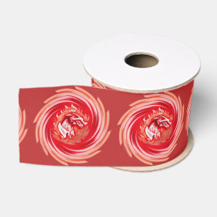 Wild Wolf Whirling red ribbon spool Grosgrain Ribbon