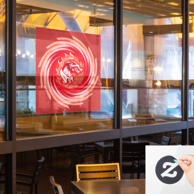 Wild Wolf Whirling red window cling (Restaurant Window)