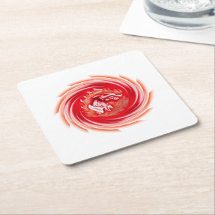 Wild Wolf Whirling white paper drink coasters